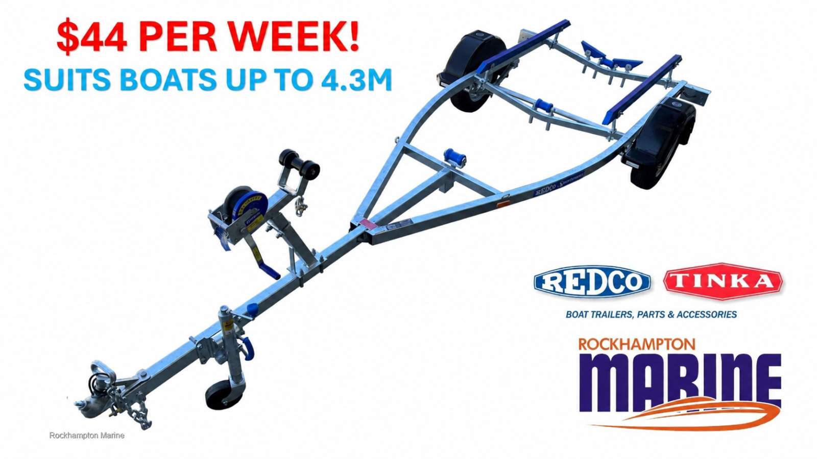 REDCO RES1213S GALVANISED BOAT TRAILER TO SUIT BOATS UP TO 4.3M!!