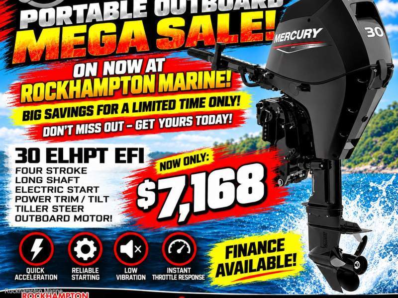 ON SALE NOW! NEW MERCURY 30HP FOUR STROKE LONG SHAFT ELECTRIC START TILLER!