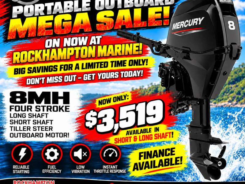 NEW MERCURY 8MH EFI FOUR STROKE MANUAL START TILLER OUTBOARD