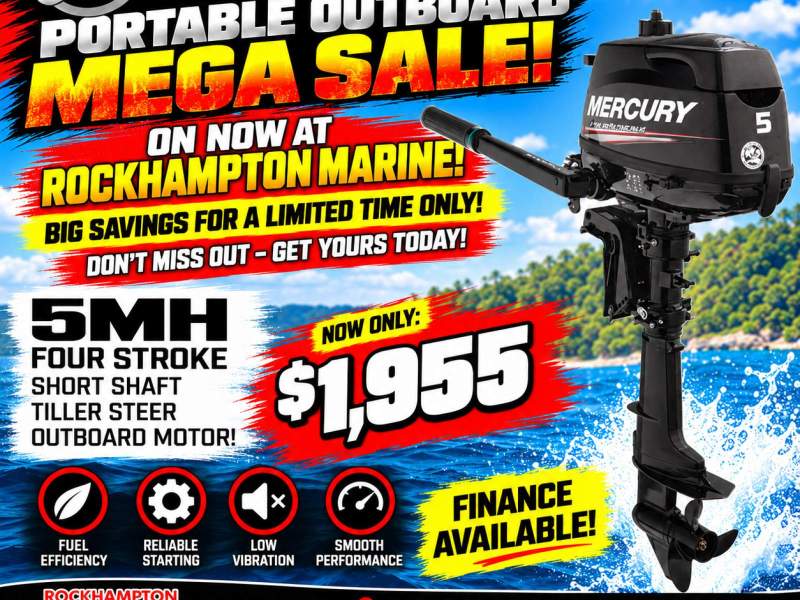 NEW MERCURY 5MH FOUR STROKE MANUAL START SHORT SHAFT TILLER OUTBOARD