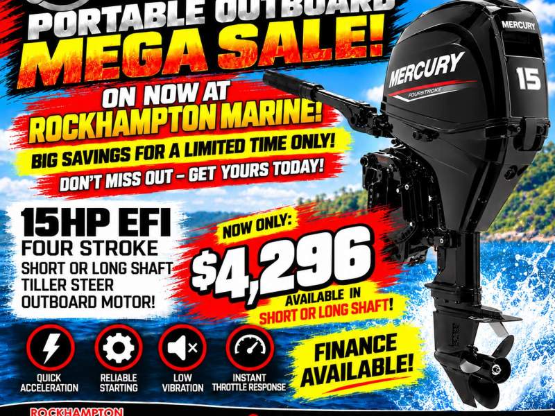 BRAND NEW MERCURY 15HP FOUR STROKE SHORT SHAFT MANUAL START TILLER STEER!