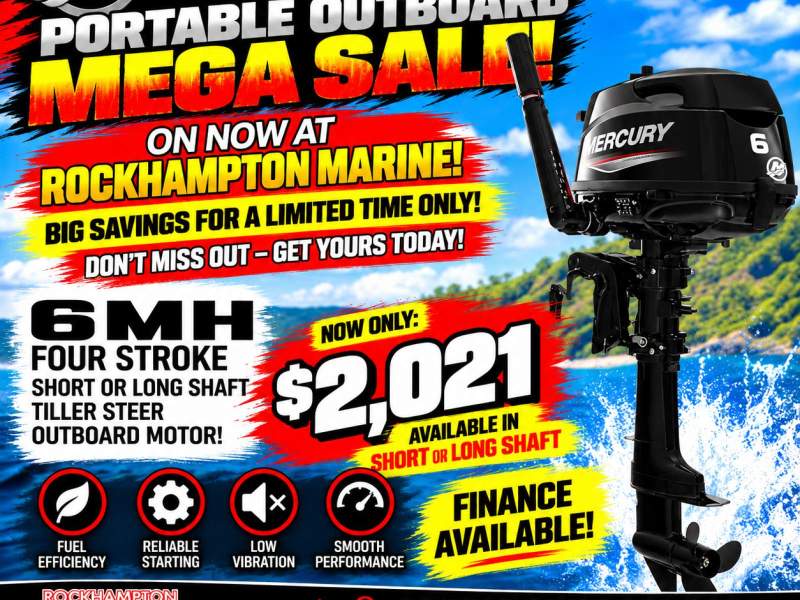 MERCURY 6HP FOUR STROKE MANUAL START TILLER STEER OUTBOARD