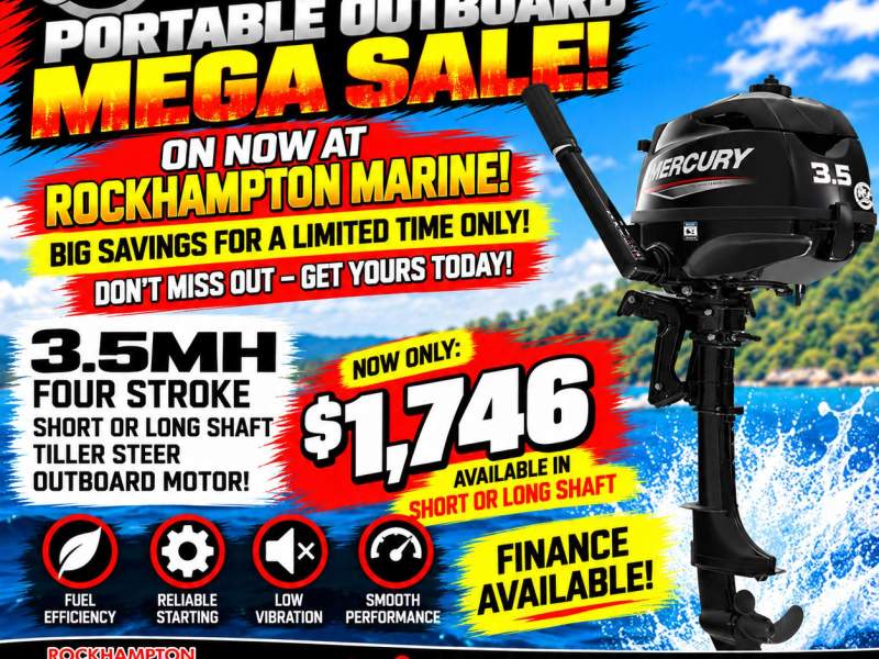 MERCURY 3.5HP FOUR STROKE MANUAL START TILLER STEER OUTBOARD