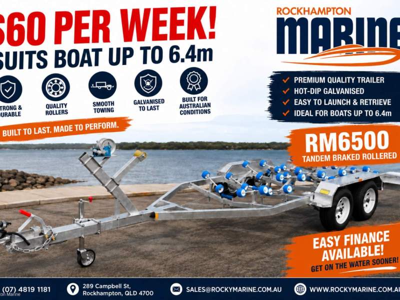 RM BOAT TRAILERS 6500 BRAKED TANDEM ROLLERED TRAILER SUITS BOATS 6M-6.4M