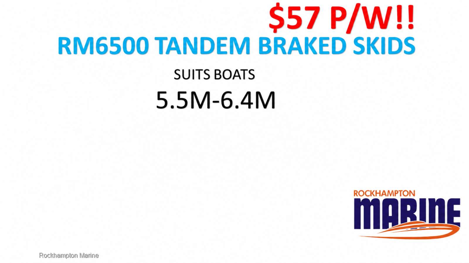 RM BOAT TRAILERS 6500 BRAKED TANDEM SKID BOAT TRAILER SUITS BOATS 6M-6.4M