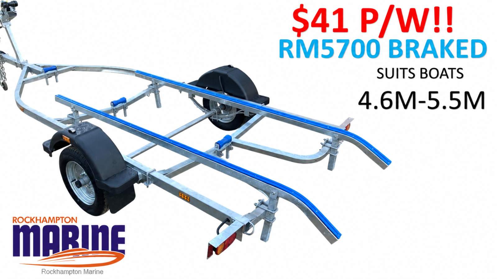 RM BOAT TRAILERS 5700 BRAKED SKID BOAT TRAILER SUITS BOATS 4.6M-5.5M!