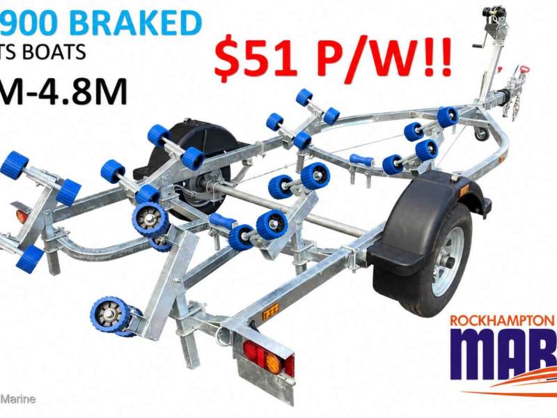 RM BOAT TRAILERS 4900 BRAKED ROLLERED BOAT TRAILER SUITS BOATS 3.9M-4.8M