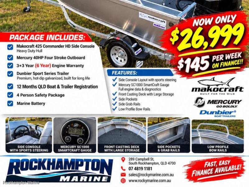Makocraft Commander 425 Hd Open Side Console SIDE CONSOLE BOAT PACKAGE SUMMER SALE ON NOW!