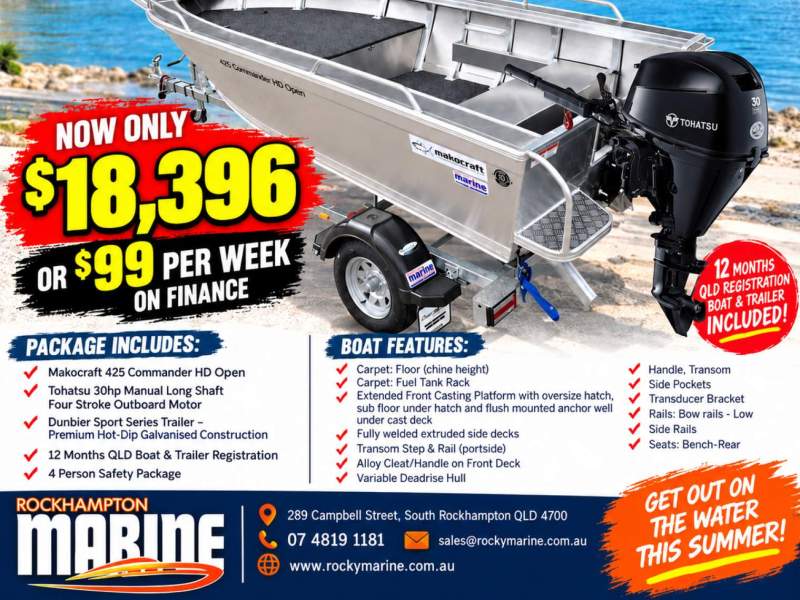 Makocraft 425 Commander HD Open BOAT PACKAGE SUMMER SALE ON NOW AT ROCKY MARINE!