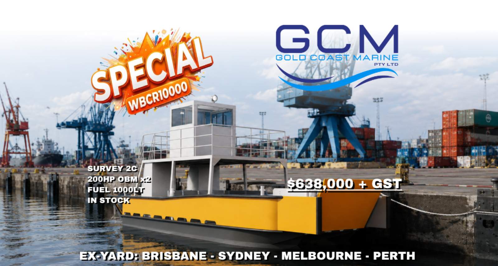 Stalwart Marine WBCR10000 10 Metre Work Boat Catamaran With Ramp
