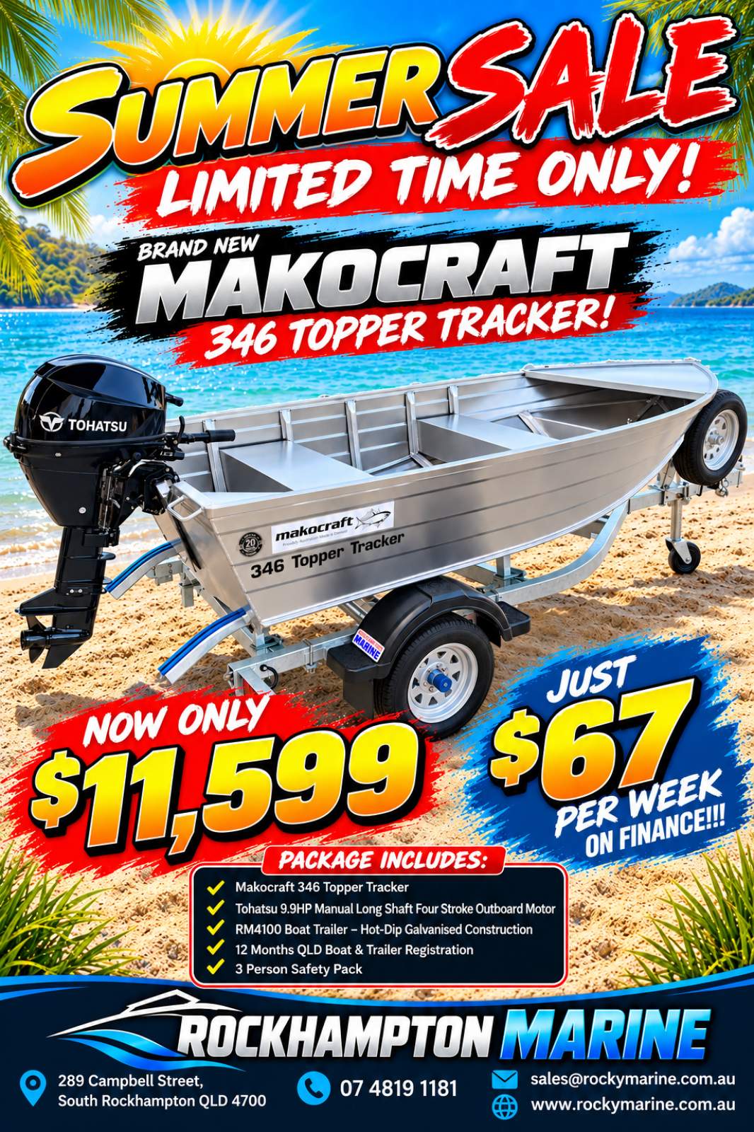 Makocraft 346 Topper Tracker BOAT PACKAGE SUMMER SALE ON NOW AT ROCKY MARINE!