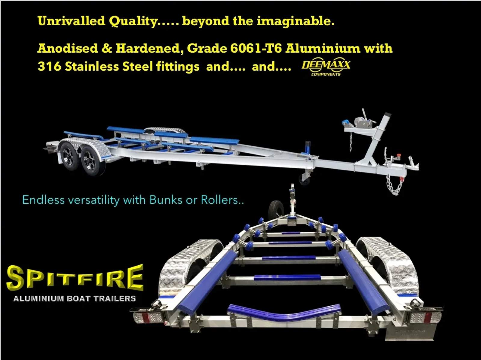 SPITFIRE TRAILERS Alloy Boat Trailer 6.25m - 2000 kg ATM
