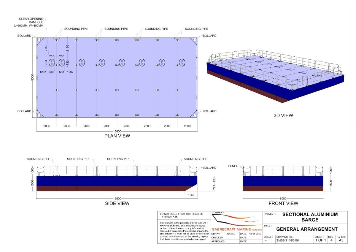 Sabrecraft Marine Aluminium Sectional Barge